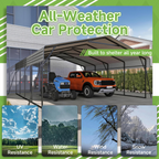 20x20 FT Heavy Duty Metal Carport without Sidewalls Grey
