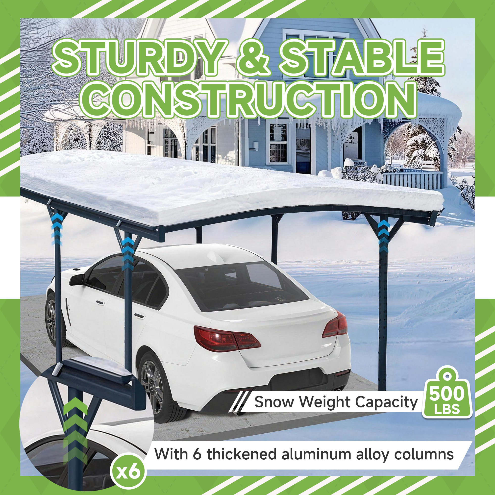 10x19 FT Heavy Duty Metal Carport without Sidewalls Grey Secondary image