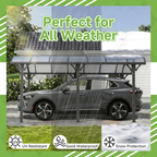 12x16 FT Heavy Duty Metal Carport without Sidewalls Grey