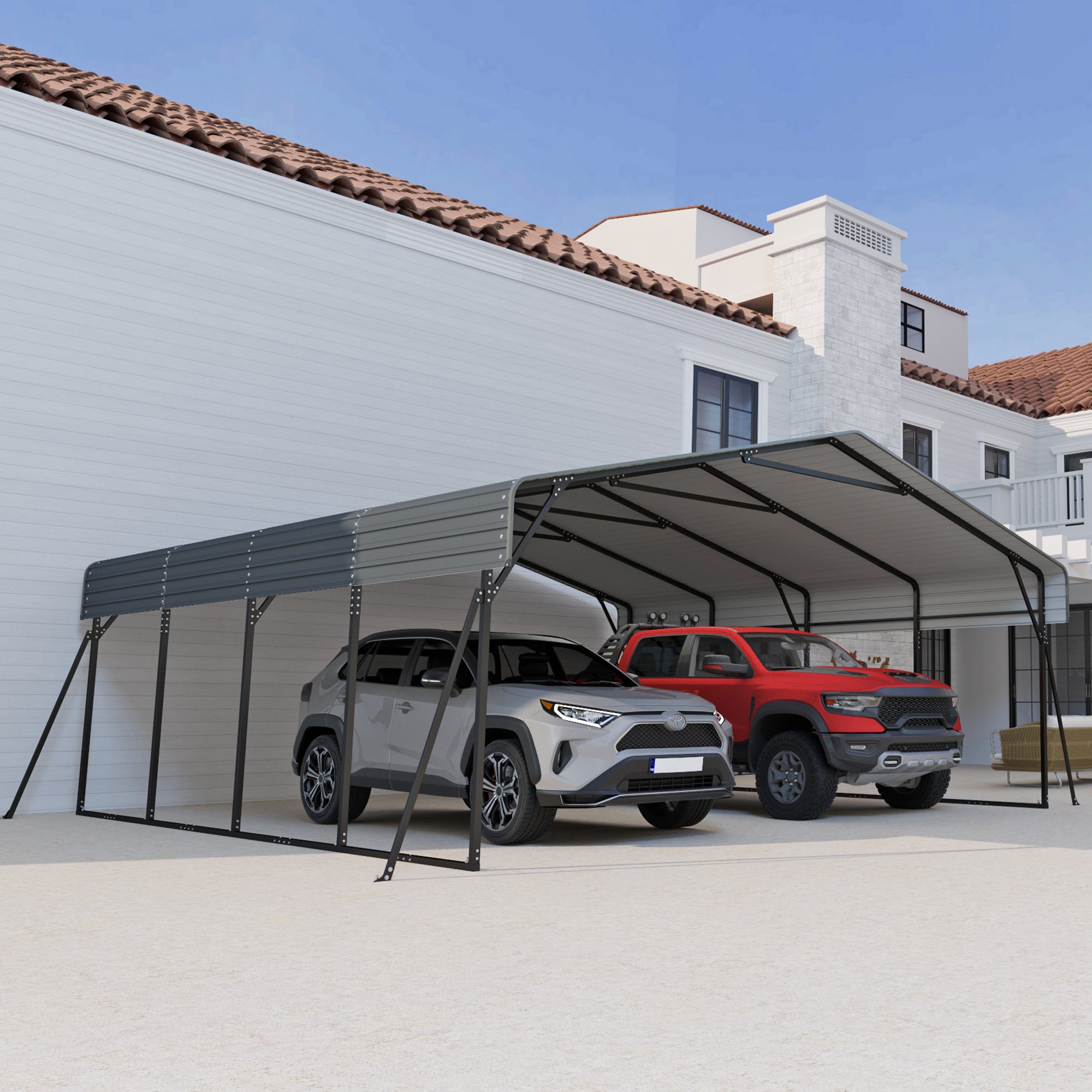 20x20 Color Tile Roof Carport Main image