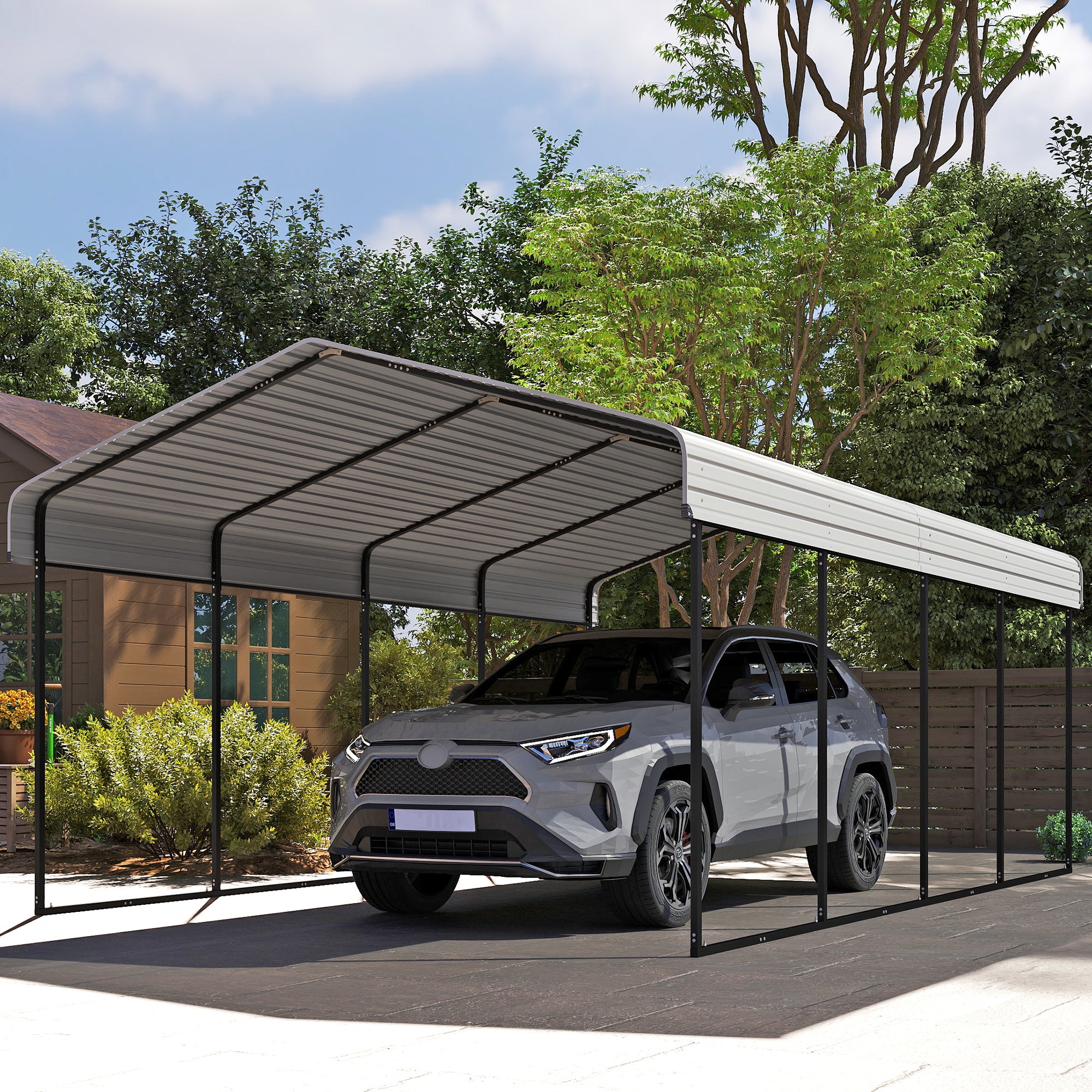 12x20ft Metal Carport,Cream White Main image