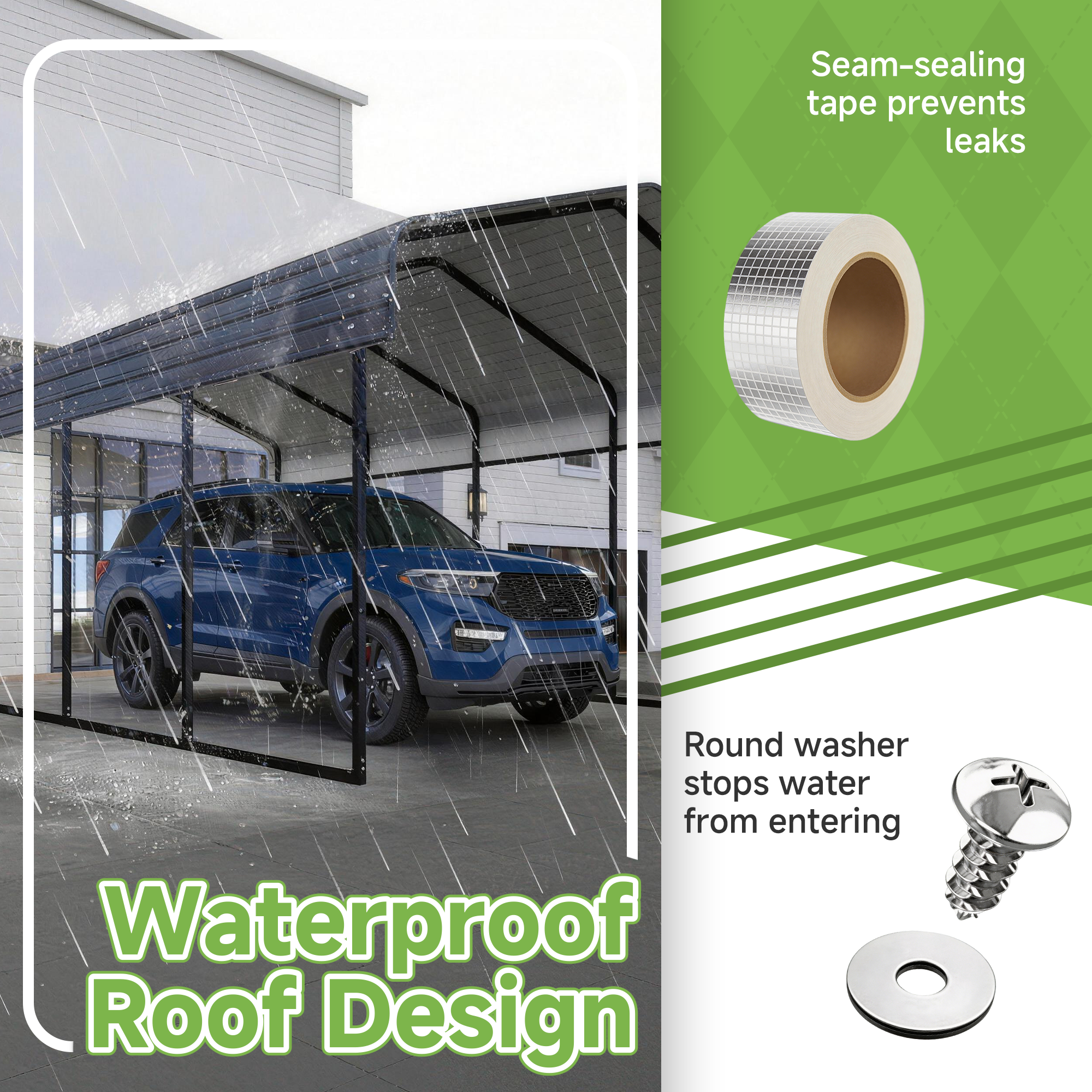 12x20 FT Heavy Duty Metal Carport without Sidewalls Grey