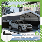 10x15FT Heavy Duty Metal Carport without Sidewalls
