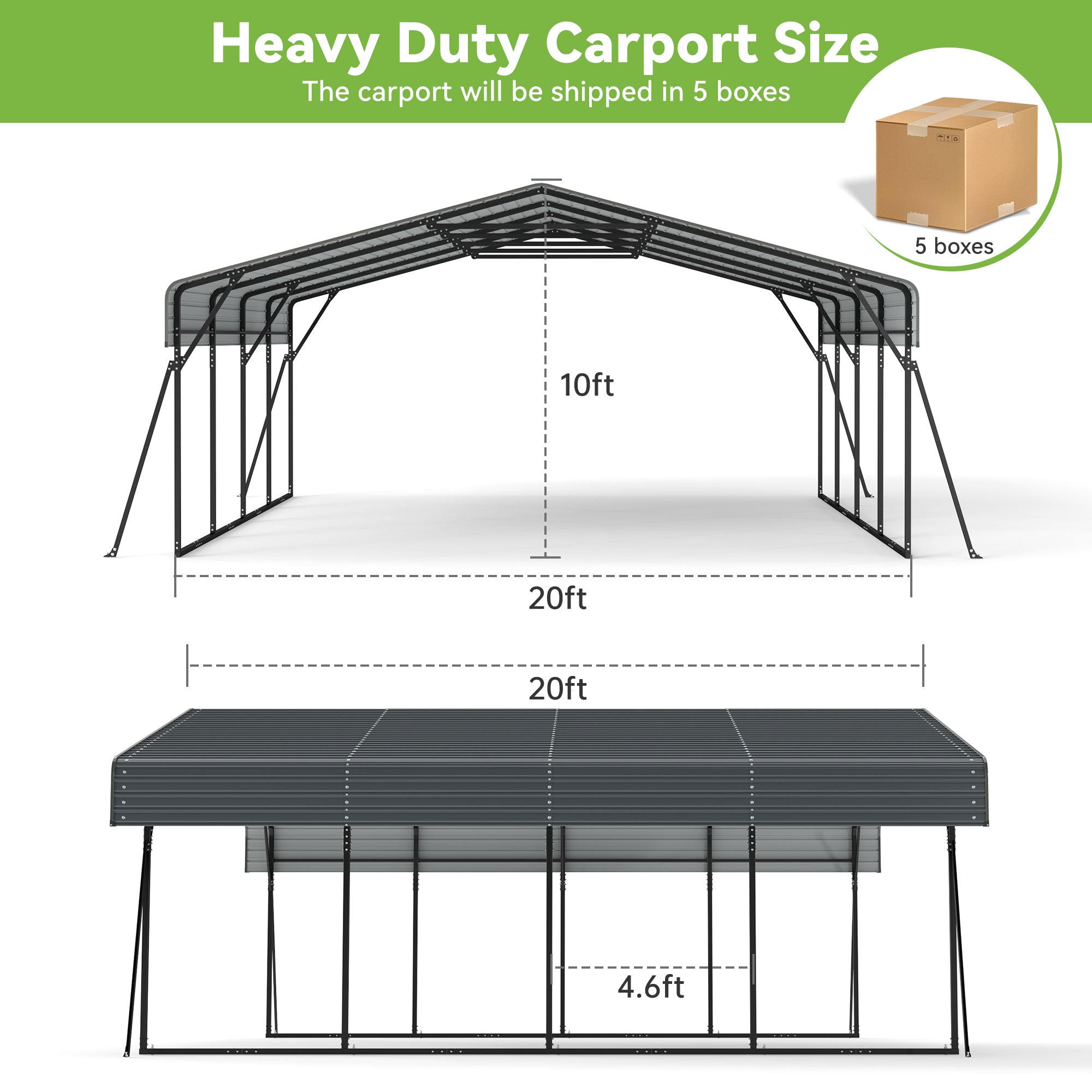 20x20 Color Tile Roof Carport