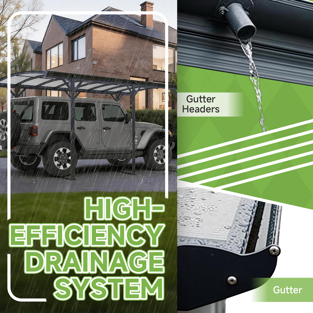 10x19 FT Heavy Duty Metal Carport without Sidewalls Grey