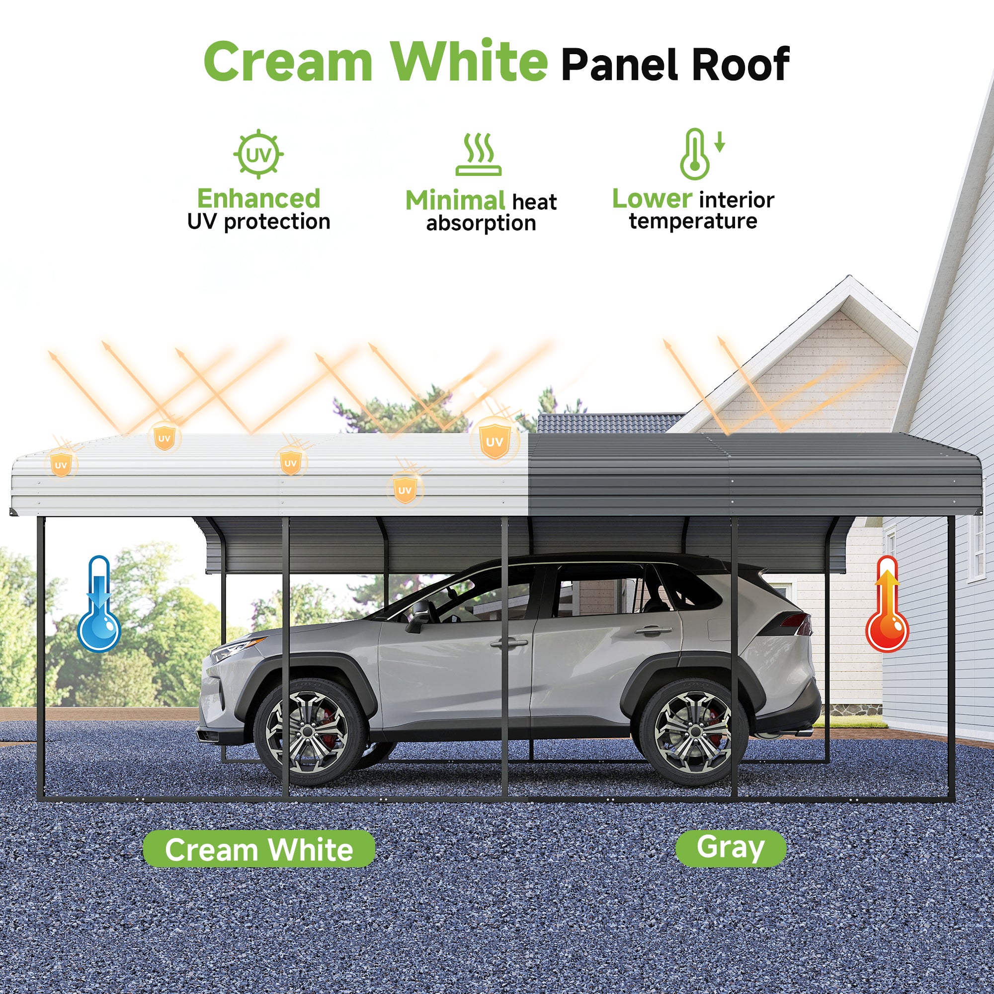 12x20ft Metal Carport,Cream White Secondary image