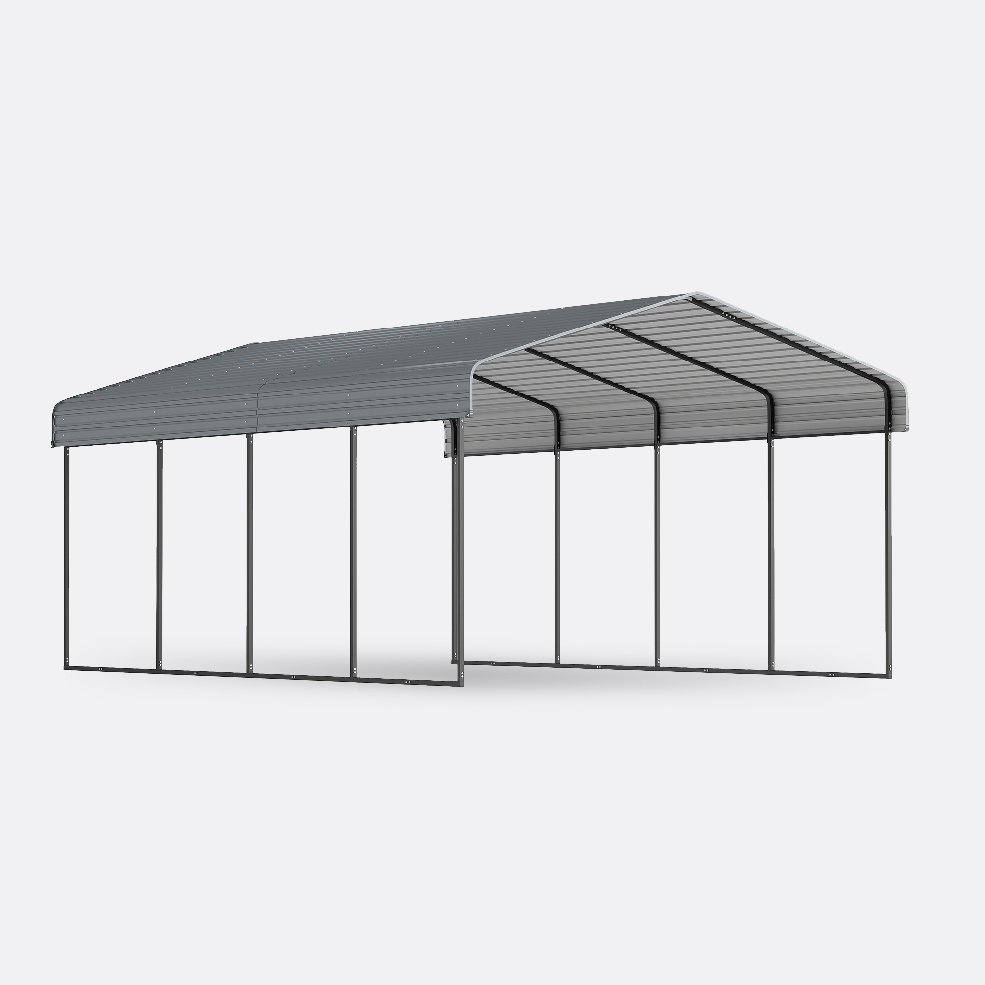 12x20 FT Heavy Duty Metal Carport without Sidewalls Grey