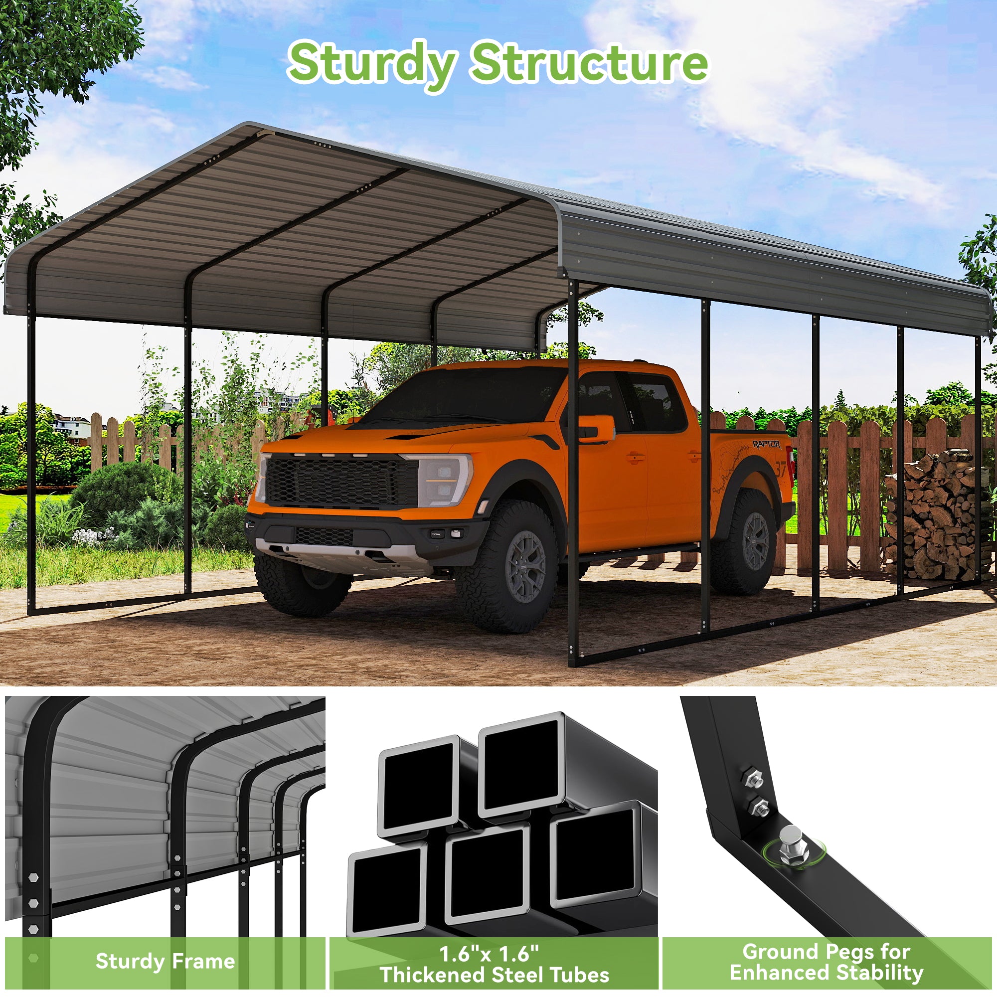12x20 Color Tile Roof Carport Secondary image