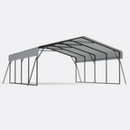 20x20 FT Heavy Duty Metal Carport without Sidewalls Grey