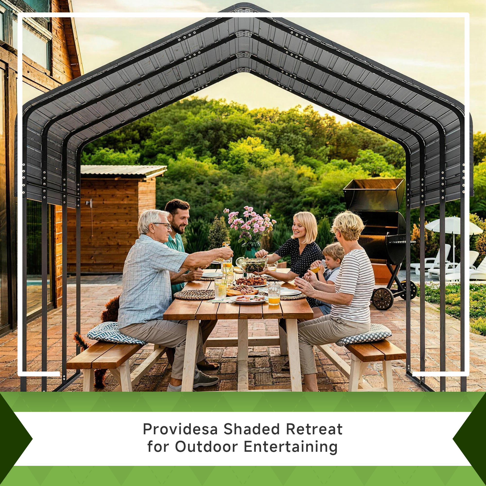 10x15FT Heavy Duty Metal Carport without Sidewalls