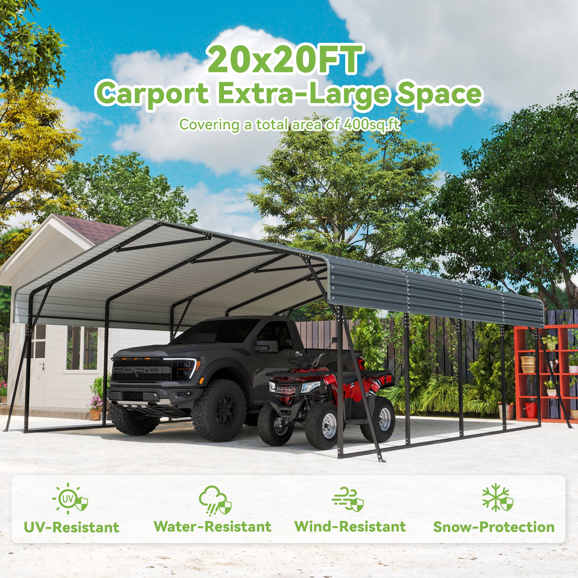 20x20 Color Tile Roof Carport