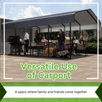 12x20 FT Heavy Duty Metal Carport without Sidewalls Grey