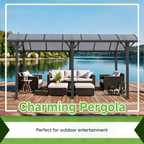 12x16 FT Heavy Duty Metal Carport without Sidewalls Grey