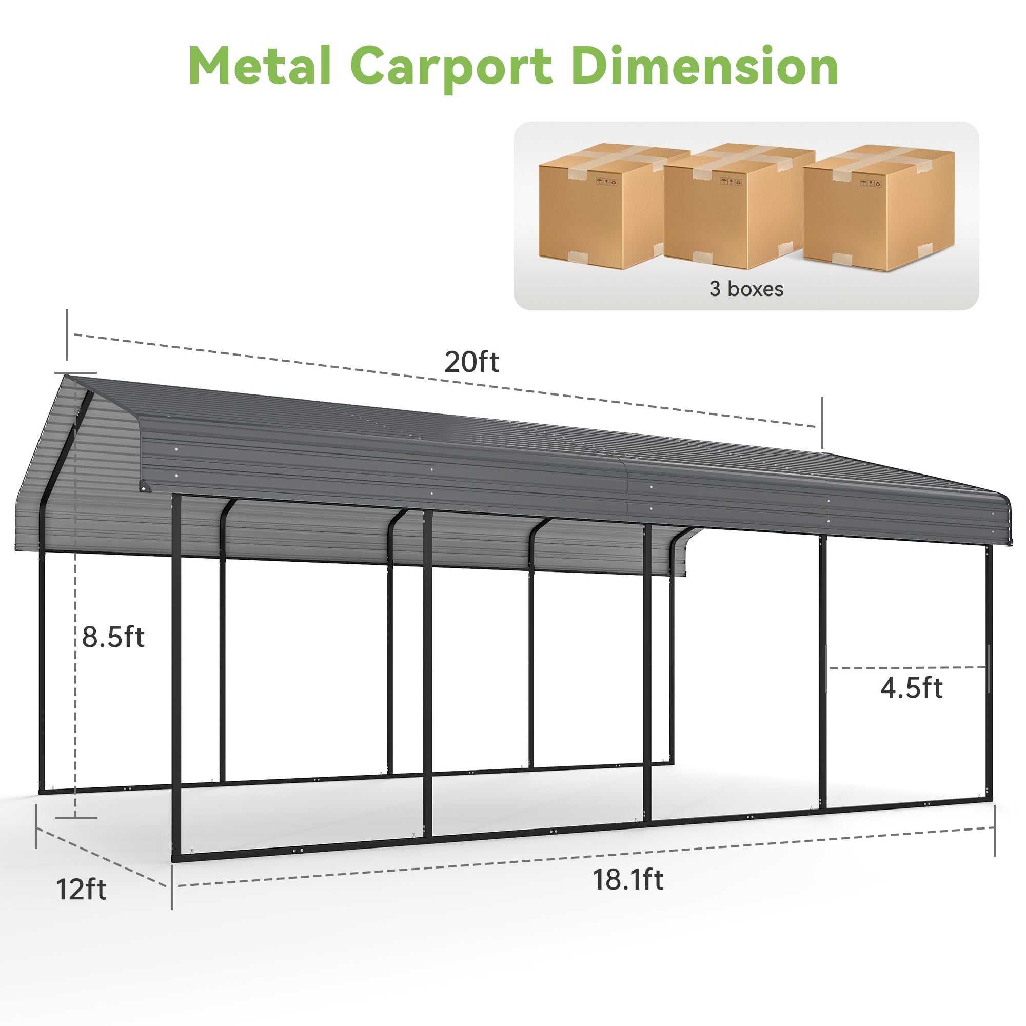 12x20 Color Tile Roof Carport