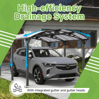 12x16 FT Heavy Duty Metal Carport without Sidewalls Grey