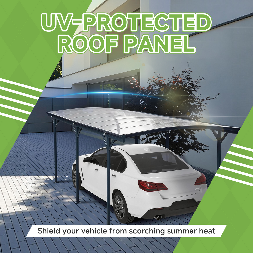 10x19 FT Heavy Duty Metal Carport without Sidewalls Grey