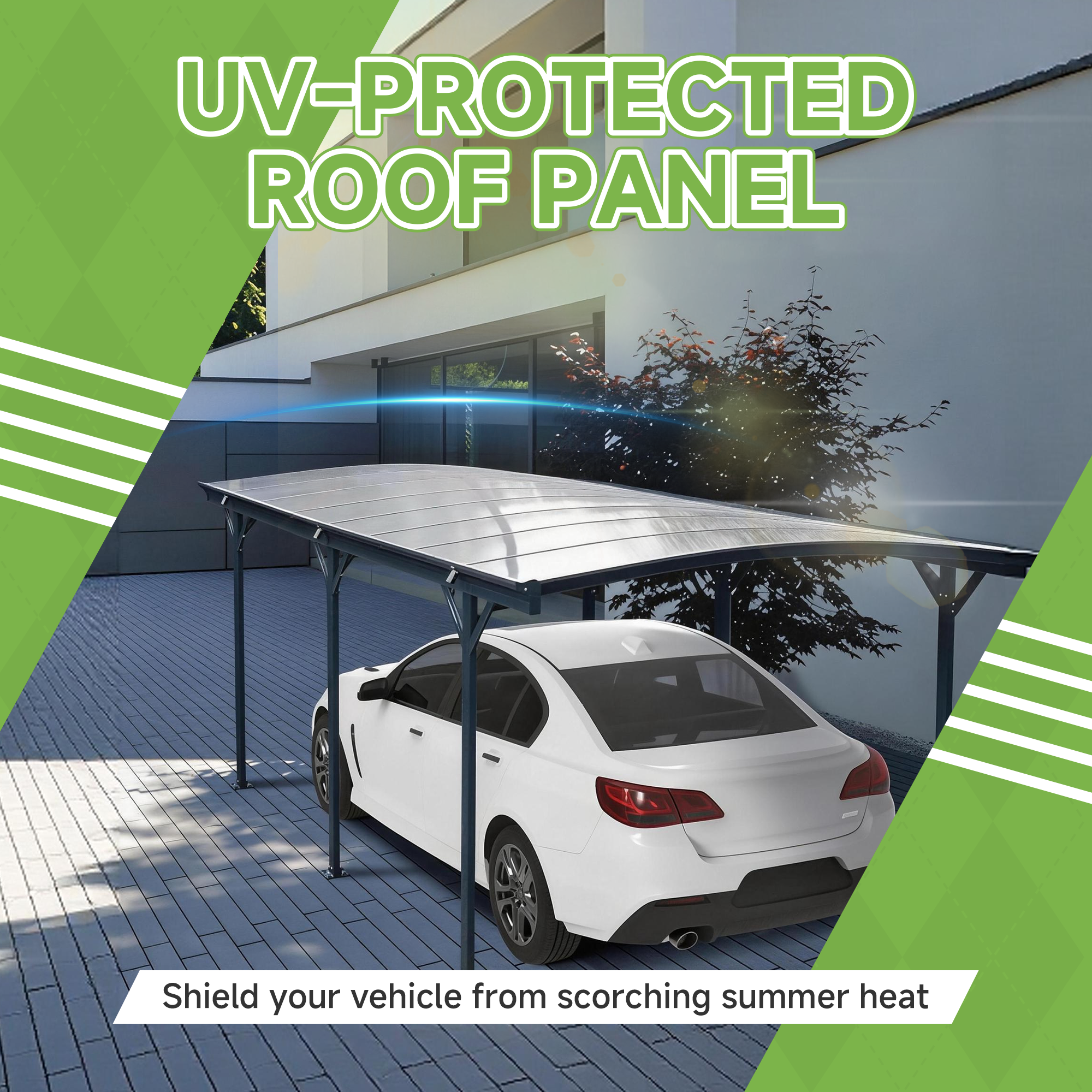 10x19 FT Heavy Duty Metal Carport without Sidewalls Grey