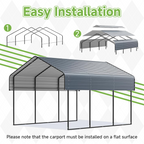 10x15FT Heavy Duty Metal Carport without Sidewalls