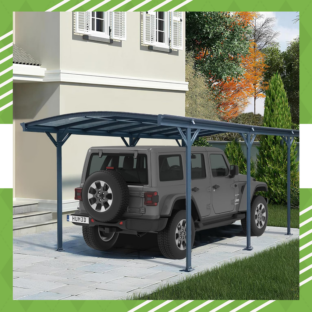 10x19 FT Heavy Duty Metal Carport without Sidewalls Grey