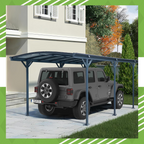 10x19 FT Heavy Duty Metal Carport without Sidewalls Grey
