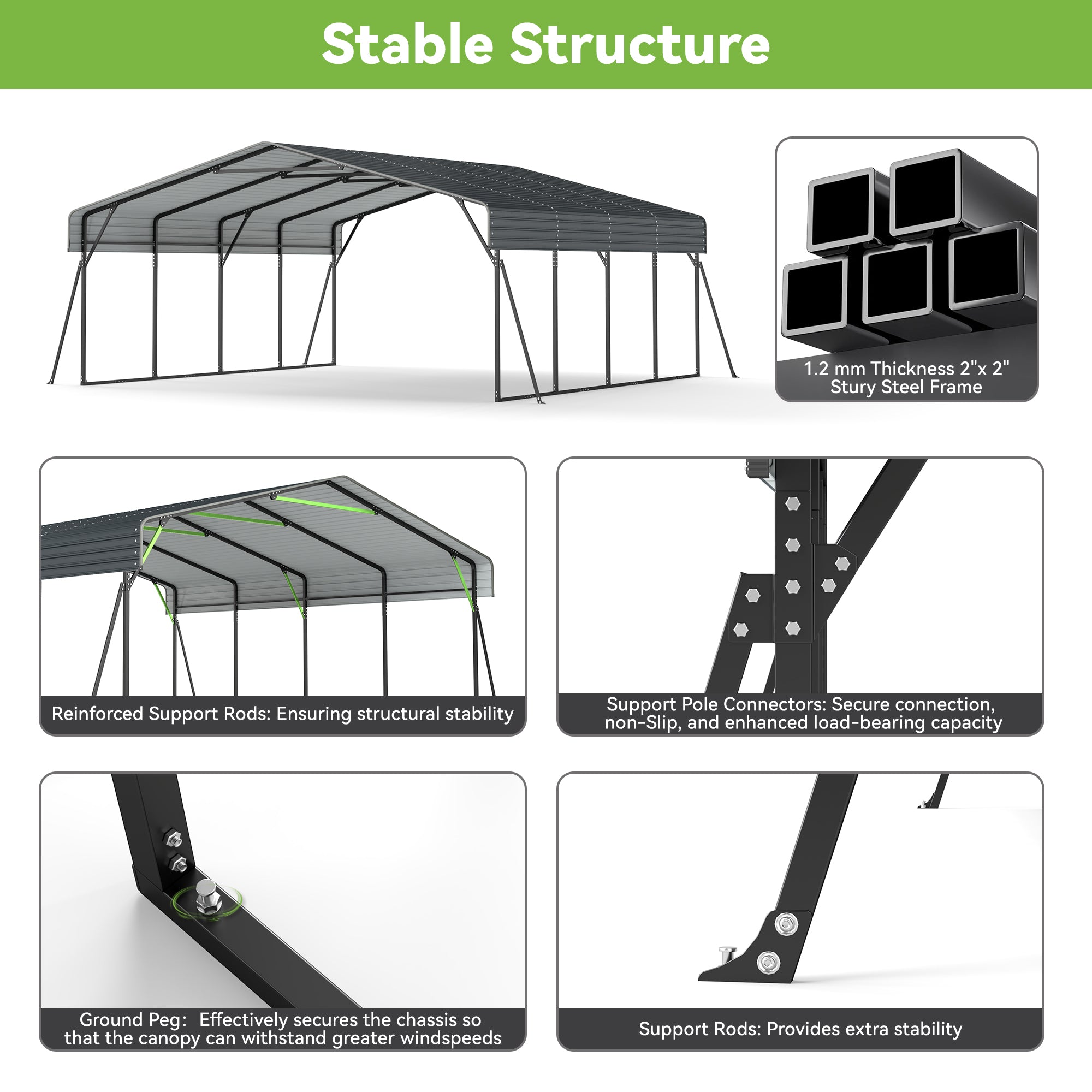 20x20 Color Tile Roof Carport