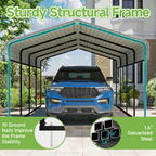 12x20 FT Heavy Duty Metal Carport without Sidewalls Grey