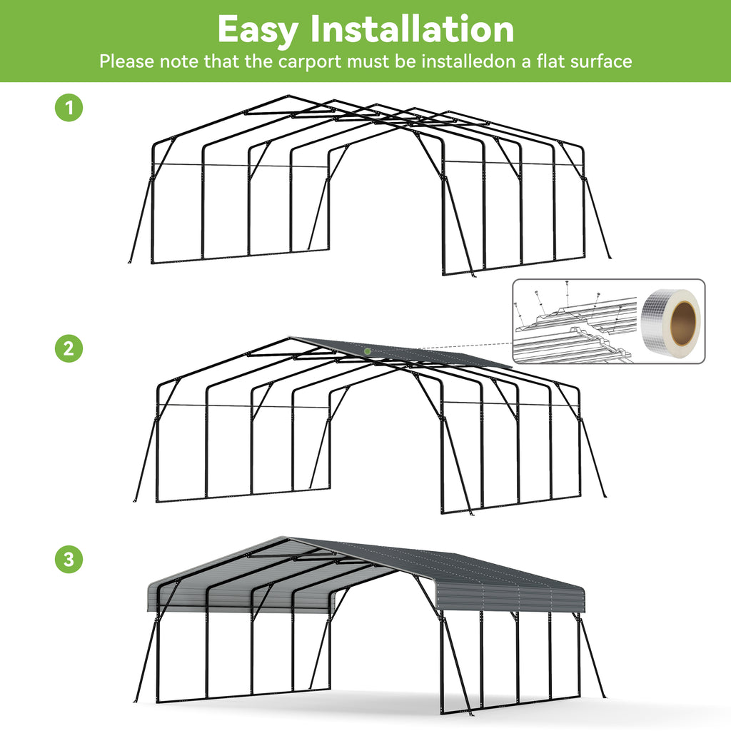 20x20 Color Tile Roof Carport