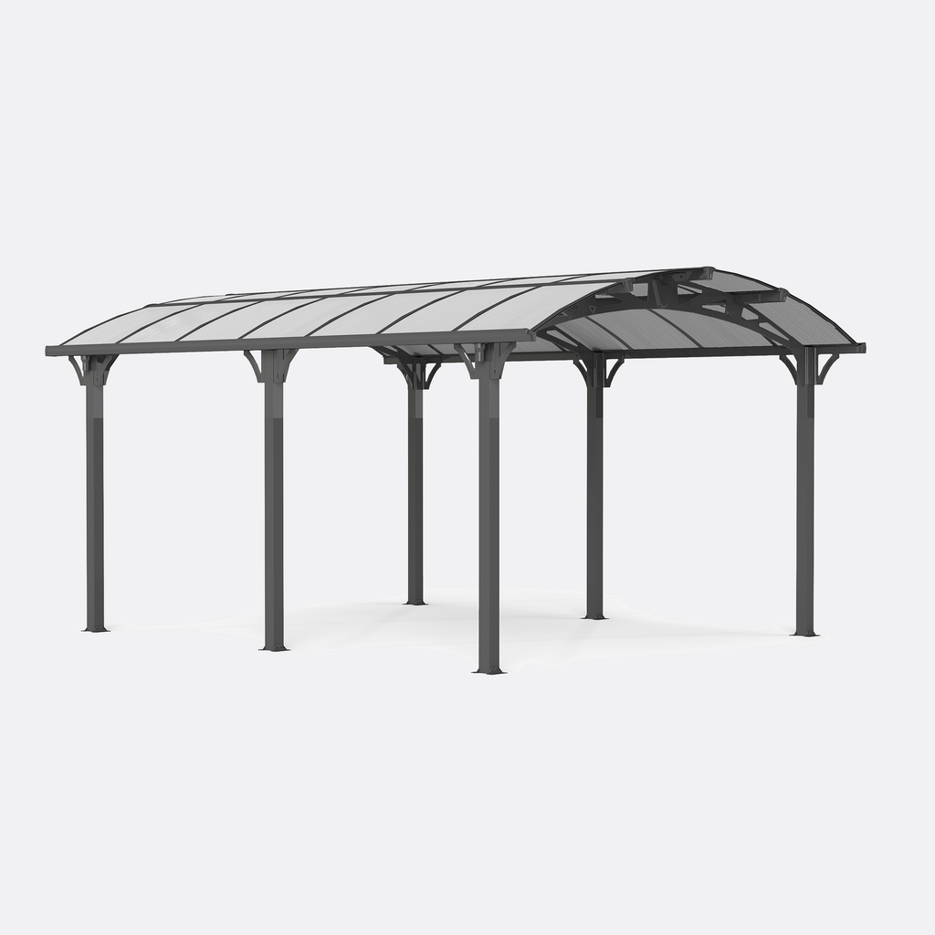 12x16 FT Heavy Duty Metal Carport without Sidewalls Grey