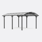 12x16 FT Heavy Duty Metal Carport without Sidewalls Grey