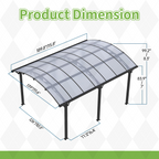 12x16 FT Heavy Duty Metal Carport without Sidewalls Grey