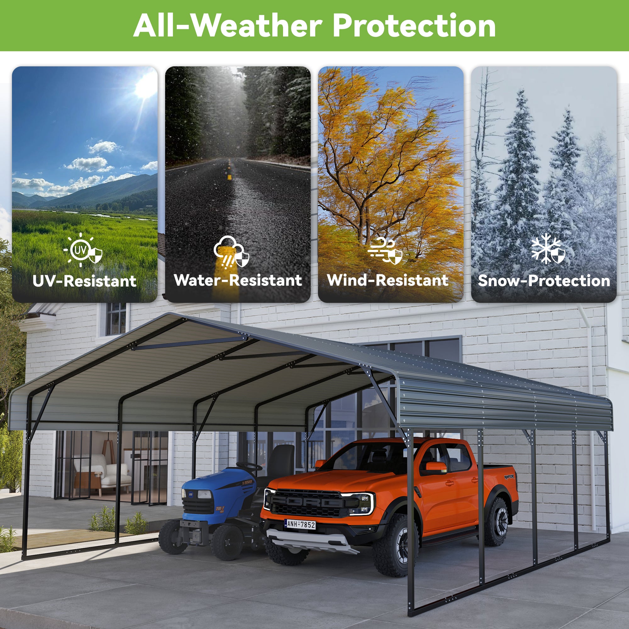 20x20 Color Tile Roof Carport